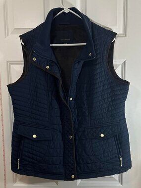 Weatherproof Womens Navy Blue Quilted Vest Fleece Lined XL Equestrian Style